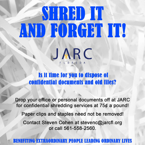 Sachs Sax Caplan Partners with JARC FL to
Create Shredding Department in JARC's Community Works Program